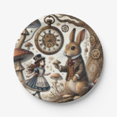 Alice im Wunderland White Rabbit Tee Art Pappteller (Vorderseite)