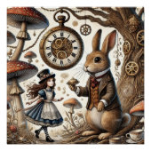 Alice im Wunderland White Rabbit Tee Art Poster (Vorderseite)