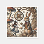 Alice im Wunderland White Rabbit Tee Art Serviette (Vorderseite)