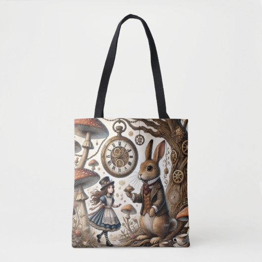 Alice im Wunderland White Rabbit Tee Art Tasche (Vorderseite)