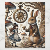 Alice im Wunderland White Rabbit Tee Art Weinetikett (Einzelnes Label)