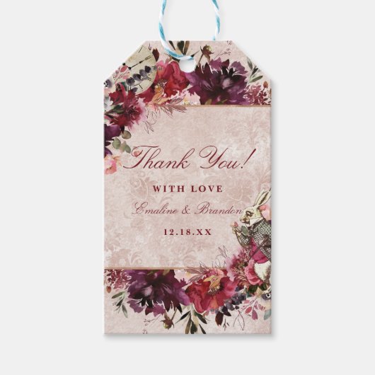 Alice im Wunderland White Rabbit Wedding Danke Geschenkanhänger (Vorderseite)