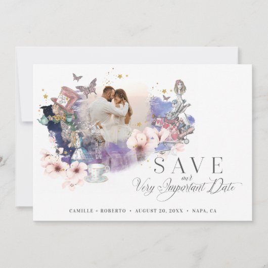 Alice im Wunderland Wichtiges Datum Foto Save The Date (Vorderseite)