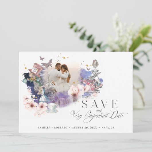 Alice im Wunderland Wichtiges Datum Foto Save The Date (Stehend Vorderseite)