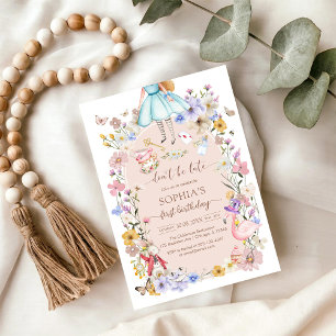 Alice im Wunderland Wildblumen Geburtstagseinladun Einladung