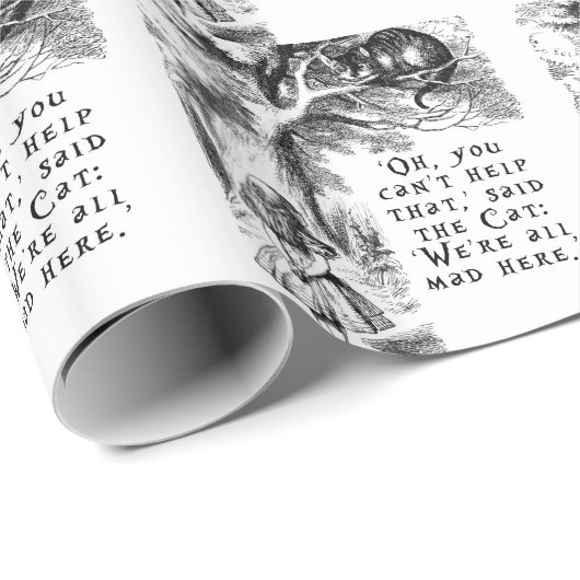 Alice im Wunderland - wir sind alle hier wütend Geschenkpapier (Rolleneckpunkt)
