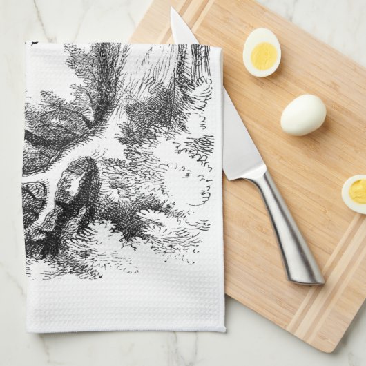 Alice im Wunderland - wir sind alle hier wütend Geschirrtuch (Viertel Falte)