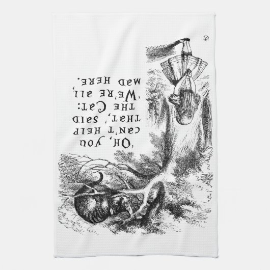 Alice im Wunderland - wir sind alle hier wütend Geschirrtuch (Vertikal)