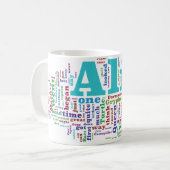 Alice im Wunderland-Wort-Wolke Kaffeetasse (Vorderseite Links)