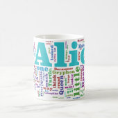 Alice im Wunderland-Wort-Wolke Kaffeetasse (Mittel)