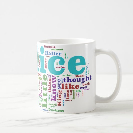 Alice im Wunderland-Wort-Wolke Kaffeetasse (Rechts)