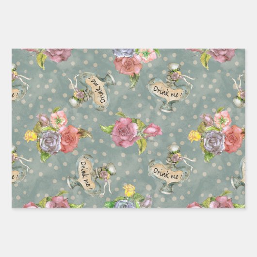 Alice im Wunderland Wrapping Paper 3 Designs Geschenkpapier Set (Vorderseite 3)