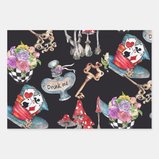 Alice im Wunderland Wrapping Paper 3 Designs Geschenkpapier Set (Vorderseite 2)
