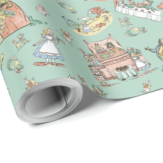 Alice im Wunderland Wrapping Paper Niedlich Kids Geschenkpapier (Rolleneckpunkt)