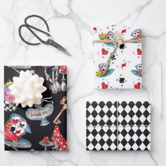 Alice im Wunderland Wrapping Paper (Set 3) Geschenkpapier Set