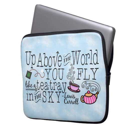 Alice im Wunderland-wunderliches Tee-Carroll-Zitat Laptopschutzhülle (Vorderseite Links)