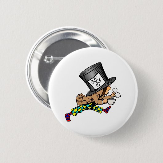 Alice im Wunderland-wütender Hutmacher Button (Vorne & Hinten)