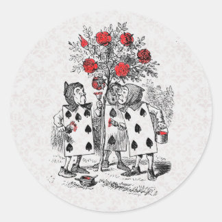 Alice im Wunderland Zeichnen der Rose Rot Aufklebe Runder Aufkleber