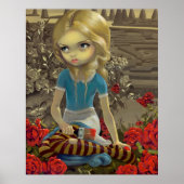 Alice im Wunderland Zeichnen der Rose Roter DRUCK Poster (Vorne)