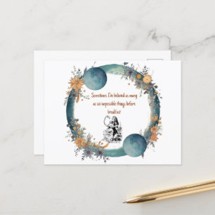 Alice im Wunderland Zitat, Unmögliche Dinge Kunst Feiertagspostkarte