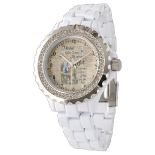 Alice im Wunderland-Zitat-Vintage Wörterbuch-Kuns Armbanduhr