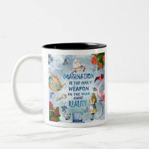Alice im Wunderland Zitat - Vorstellungskraft Zweifarbige Tasse