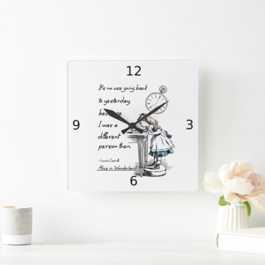 Alice im Wunderland-Zitate Quadratische Wanduhr (Zuhause)