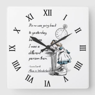 Alice im Wunderland-Zitate Quadratische Wanduhr