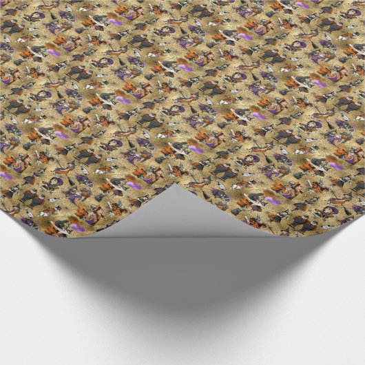 Alice im Wunderland zu Halloween Thema Cobweb Gold Geschenkpapier (Ecke)