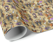 Alice im Wunderland zu Halloween Thema Cobweb Gold Geschenkpapier (Rolleneckpunkt)