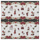 Alice im Wunderland zu Weiß/Krimson Stoff (Nahaufnahme)