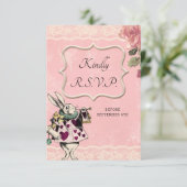Alice im Wunderland zum Hochzeitsessen RSVP-Karte RSVP Karte (Stehend Vorderseite)