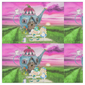 Alice im Wunderland zum Teekessel Hintergrund Stoff