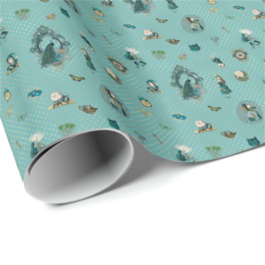Alice im Wunderland zum Thema Peacock Fantasy Geschenkpapier (Rolleneckpunkt)