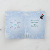 Alice im Wunderlandblaue Sequins-Weihnachtskarte Feiertagskarte (Innenseite)