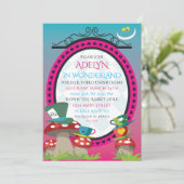 Alice im Wunderlandgeburtstags-Tee-Party Einladung (Stehend Vorderseite)