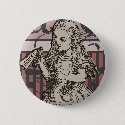 Alice im WunderlandGrunge (Rosa) Button (Vorderseite)