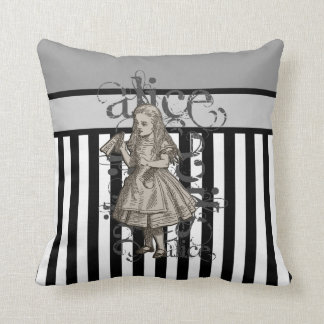 Alice im WunderlandGrunge (Schwarzes u. Weiß) Kissen