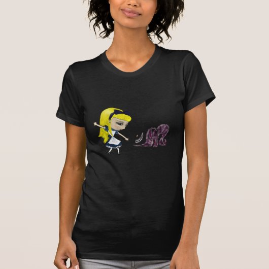 Alice im Wunderlandschwarzes T-Shirt (Vorderseite)