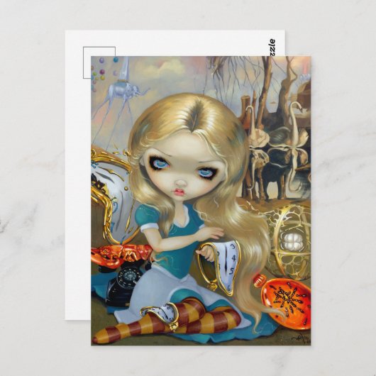 "Alice in a Dali Dream" von Jasmine Becket-Griffit Postkarte (Vorne/Hinten)