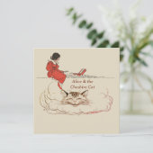 Alice in Brown Hair und die Cheshire Cat Einladung (Stehend Vorderseite)