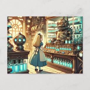 Alice in der Apothekenkarte Steampunks Postkarte