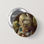 "Alice in einem Da Vinci-Porträt" Knopf Button (Vorne & Hinten)
