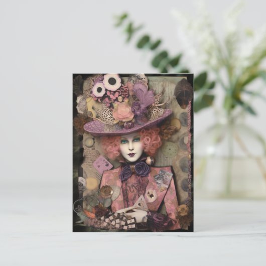 Alice in einem extravaganten Hut Postkarte (Stehend Vorderseite)