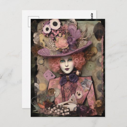 Alice in einem extravaganten Hut Postkarte (Vorne/Hinten)
