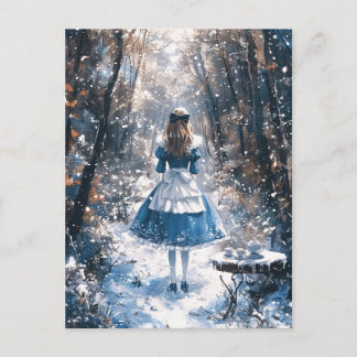 Alice in einem schneebedeckten Wunderland Postkarte