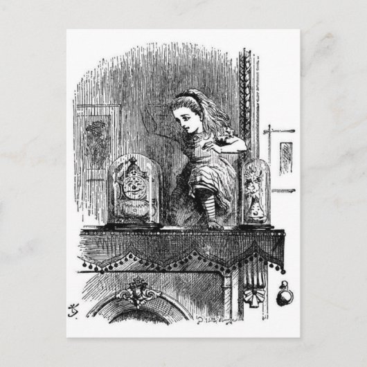 Alice in einem Spiegel Postkarte (Vorderseite)