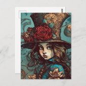Alice in einem Top Hat Postkarte (Vorne/Hinten)