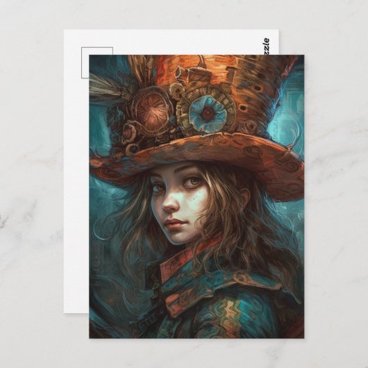 Alice in einem Top Hat Postkarte (Vorne/Hinten)