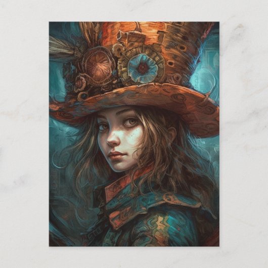 Alice in einem Top Hat Postkarte (Vorderseite)